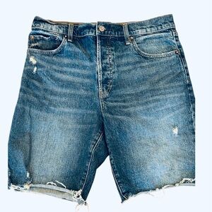 Gap High Rise Distressed Denim Shorts Jean Shorts Raw Hem Button Fly 8